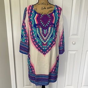 BNWT Pink Owl Cream/Blue/Pink Pattern Dress